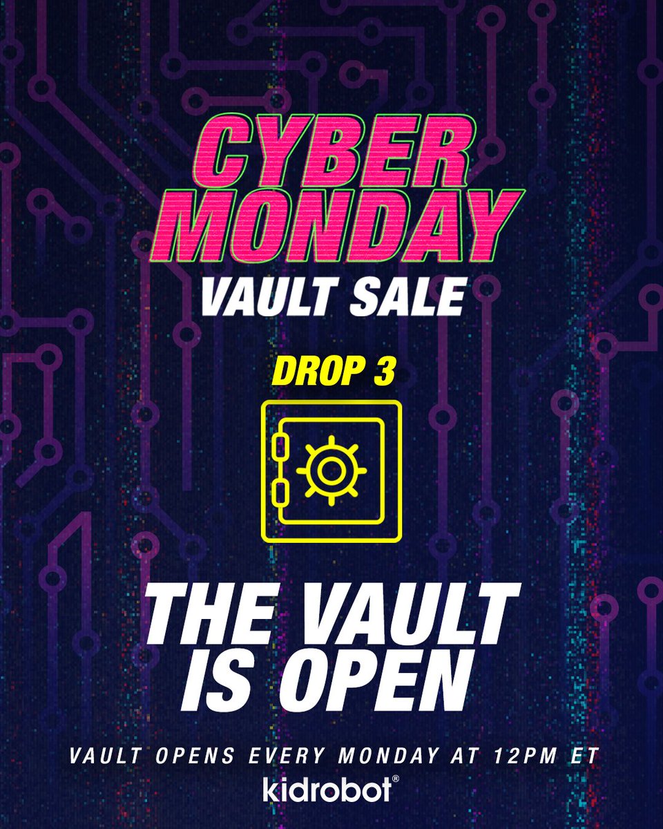Kidrobot's tweet image. ✨ The Kidrobot Vault is now open! ✨ We’ve unearthed rare treasures just for Cyber Monday. What will you find inside?kidrobot.com/collections/cy…
