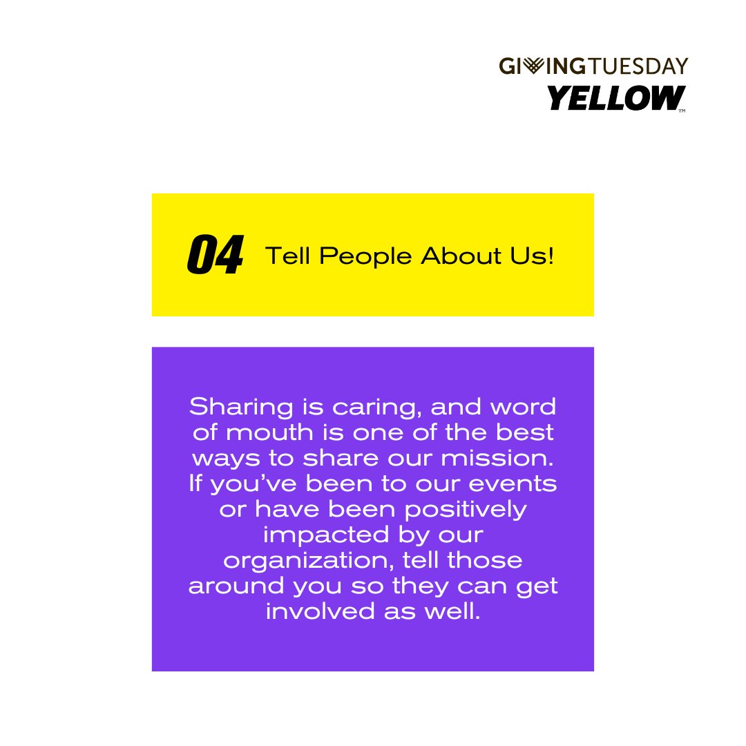 #GivingTuesday is tomorrow, and we couldn’t be more excited to share in this global initiative again this year! With your help, we’re ready to make a big impact under the theme “Spark Change — Give YELLOW.” #SparkChangeGiveYELLOW