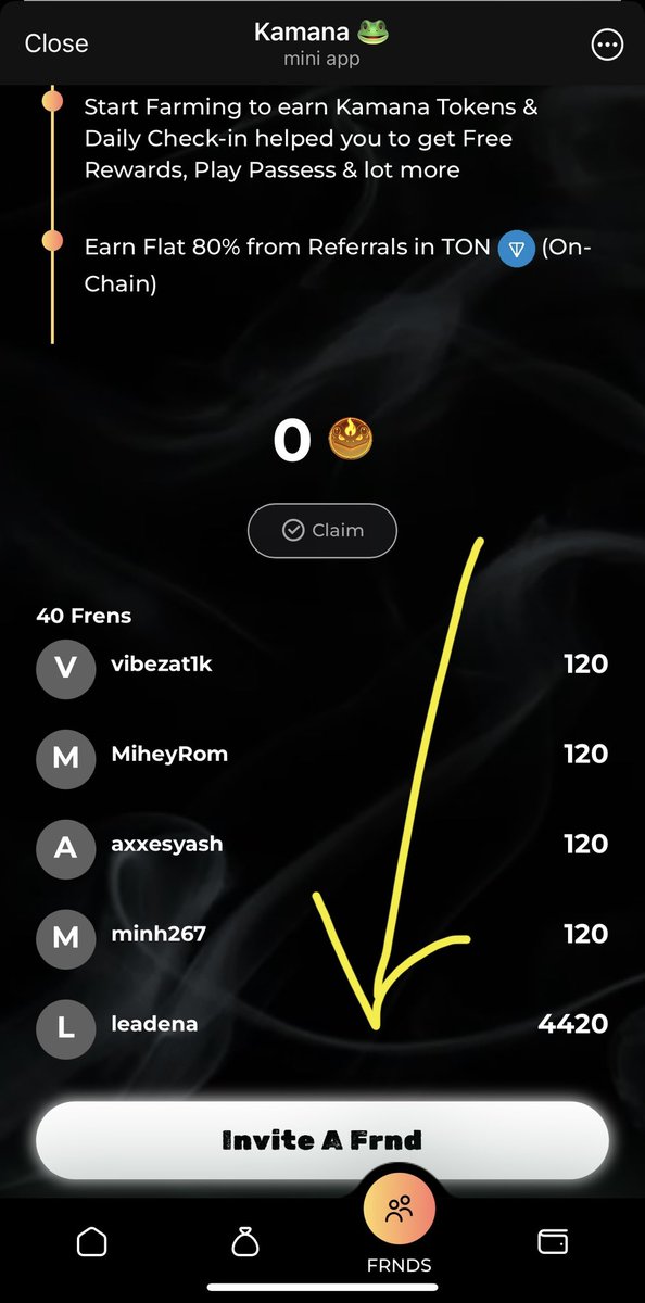 💎🐸

💸💸 Hey Travellers! 🧳

🌟 Unlock Rewards with Kamana!

Here’s how you can earn $TON 💎effortlessly:

 1. Claim Your $KAMANA Tokens + Earn 0.4 TON💎 (on-chain)
Use your unique invitation link 🔗 to invite friends.
 
2. Earn 80% Referral Bonus in $TON Cash  Instantly on