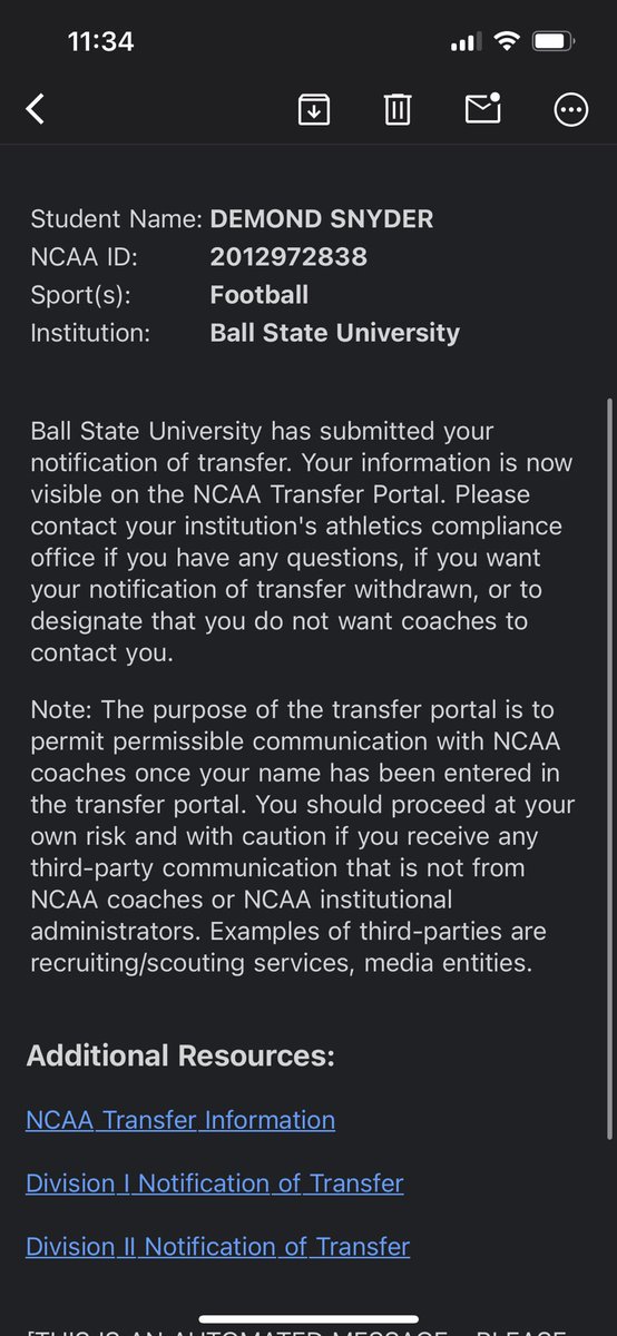Officially in the transfer portal. Thank you Ball State ❤️