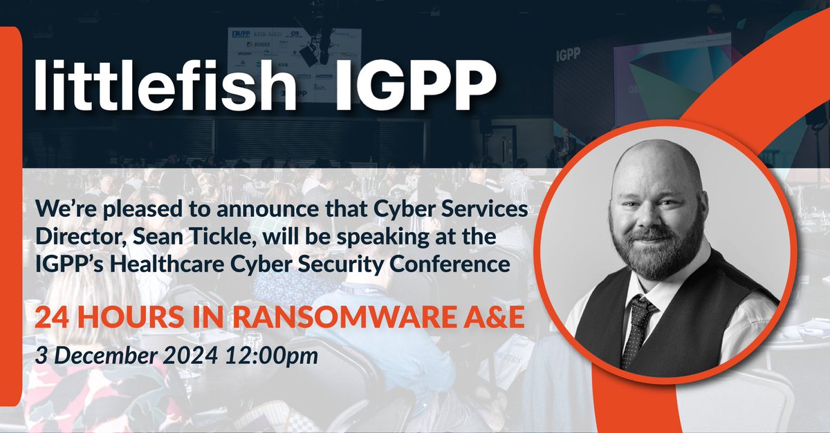 Sean Tickle, our Cyber Services Director, speaks tomorrow (Dec 3) at IGPP’s Healthcare Cyber Security Conference in Manchester!

He’ll explore a real cyber-attack, offering strategies to contain threats and safeguard assets.

Register here: igpp.org.uk/event/Healthca…