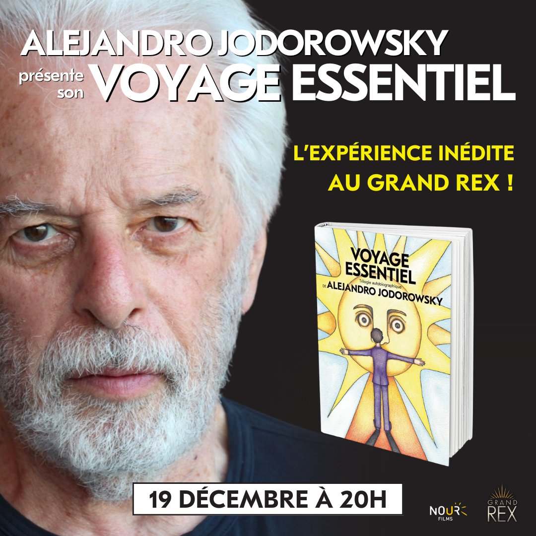 Pascale Montandon-J. (@pascalemjodo) on Twitter photo Ne ratez pas la soirée magique que vous prépare <a href="/alejodorowsky/">Alejandro Jodorowsky</a> pour vous présenter sa trilogie autobiographique "Voyage Essentiel" le 19 décembre au <a href="/LeGrandRex/">Le Grand Rex</a> à 20h ! Réservations sur : fnacspectacles.com/event/alejandr… Ne ratez pas la soirée magique que vous prépare <a href="/alejodorowsky/">Alejandro Jodorowsky</a> pour vous présenter sa trilogie autobiographique "Voyage Essentiel" le 19 décembre au <a href="/LeGrandRex/">Le Grand Rex</a> à 20h ! Réservations sur : fnacspectacles.com/event/alejandr…