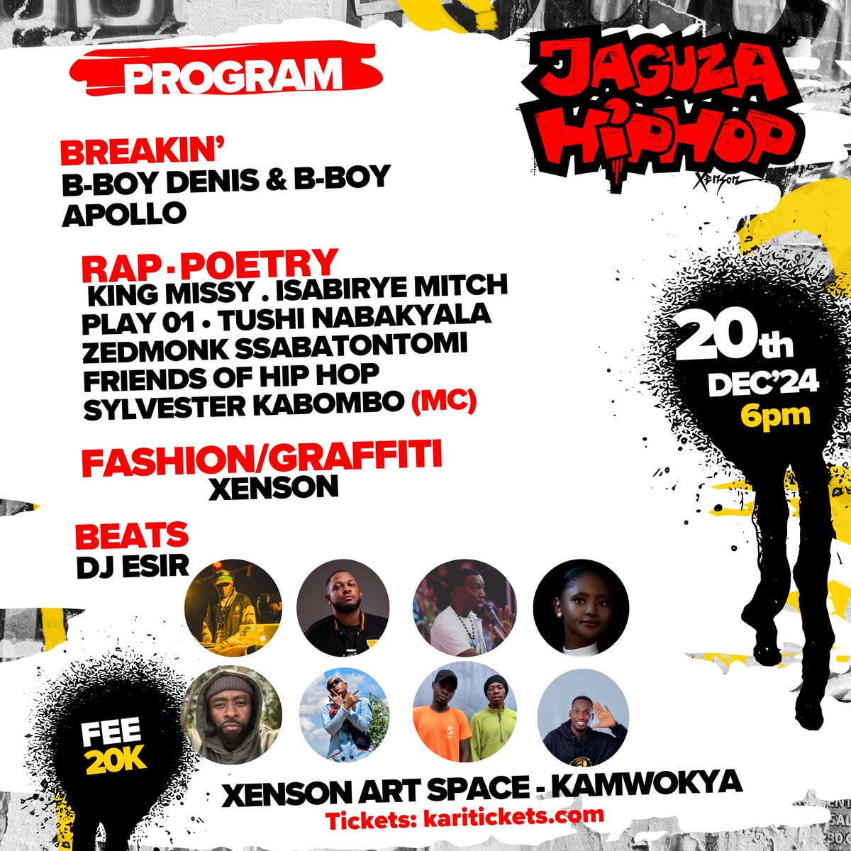 THIS FRIDAY 20TH DEC 2024, I will be hosting <a href="/jaguzahiphop/">Jaguza hiphop</a> at <a href="/Xensonartspace/">Xenson Art Space</a>. Performances from Isabirye Godfrey Mitch, Viboyo, Zedmonk, Tushi Nabakyala, King Missy, Play01, B-boy Apollo, B-boy Denis &amp; DJ E-sir. Tickets at 20K on karitickets.com 👉 Time: 6PM to Midnite.