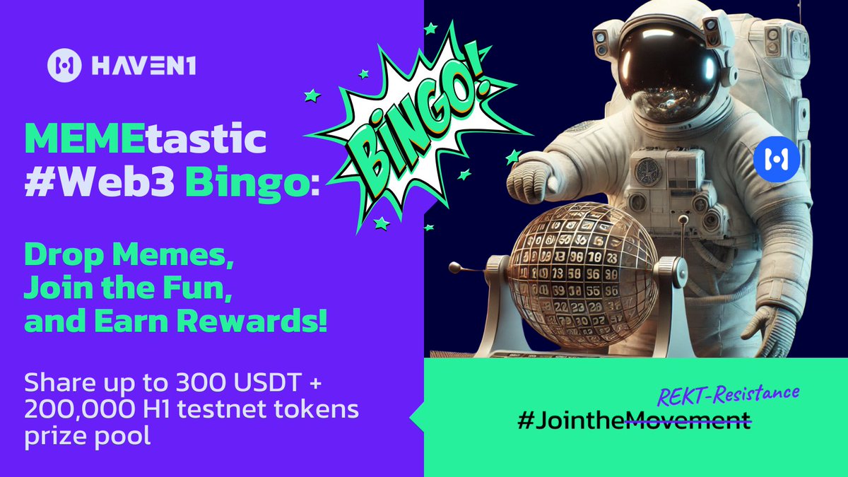 Haven1 Memetastic #Web3 Bingo is LIVE!

Get ready to unleash your creativity, share your funniest Web3-themed memes, and win epic rewards while connecting with the #Haven1 community! 💥
 
🎯How it works:

🙌 Share memes daily based on the Bingo topics
🃏 Fill your Meme Bingo