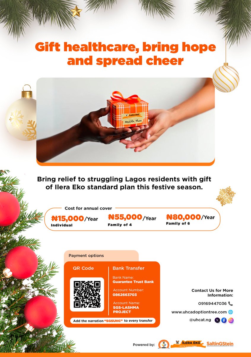 uhcadoption's tweet photo. Every Monetary support counts toward making healthcare available for vulnerable Lagosian for an entire year. Donate using the QR code or account details provided in the flier. Visit https://t.co/A4bFWuR8zD for more information. https://t.co/JJ5udJ00k3