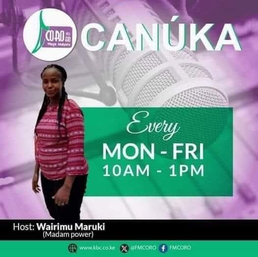 Ni mathaa ma gu CANUKA na Madam Power! 
#corofm 
#wegamuiyuru 
#TheGreatKBC