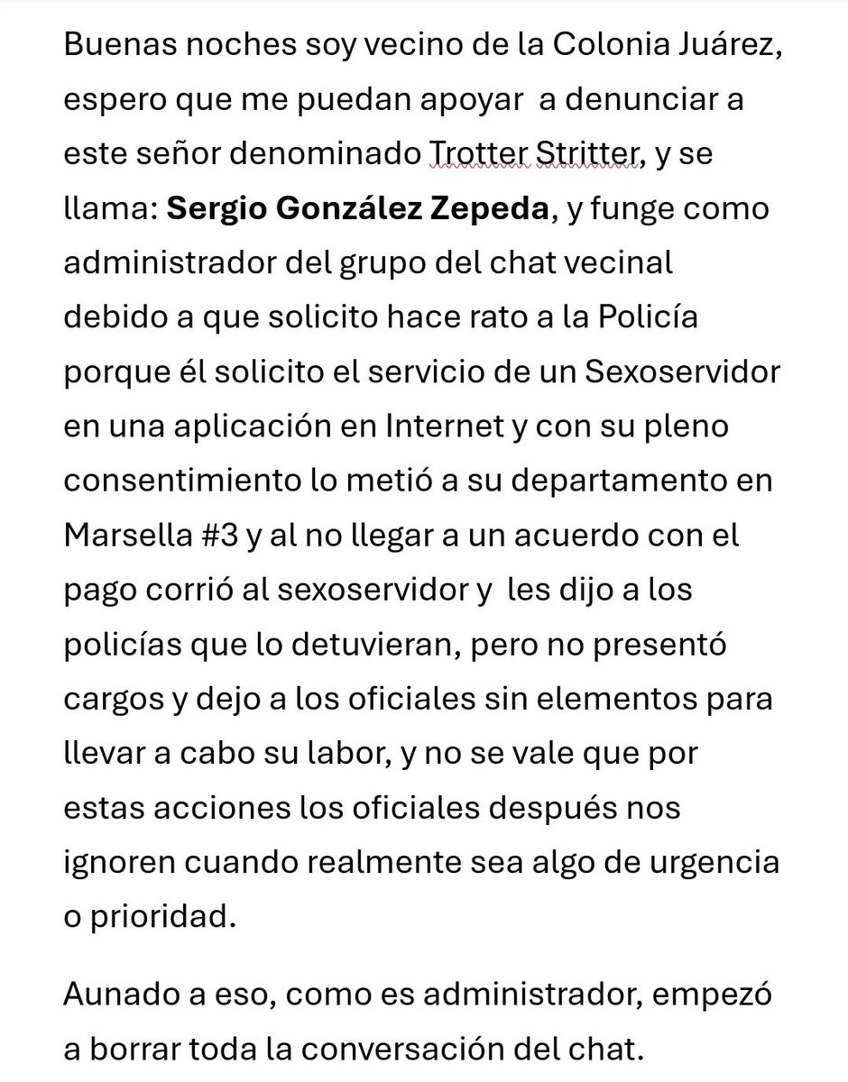 Alex_DeHumbolt's tweet photo. @LaColoniaJuarez  buenas noches nos podrían ayudar a denunciar a este administrador,  el cual no cumple con lo establecido en el programa de vinculación ciudadana con la Policía.
Ellos (Administradores) son los que ponen las reglas y son los primeros en romperla. https://t.co/araPyzbVfR