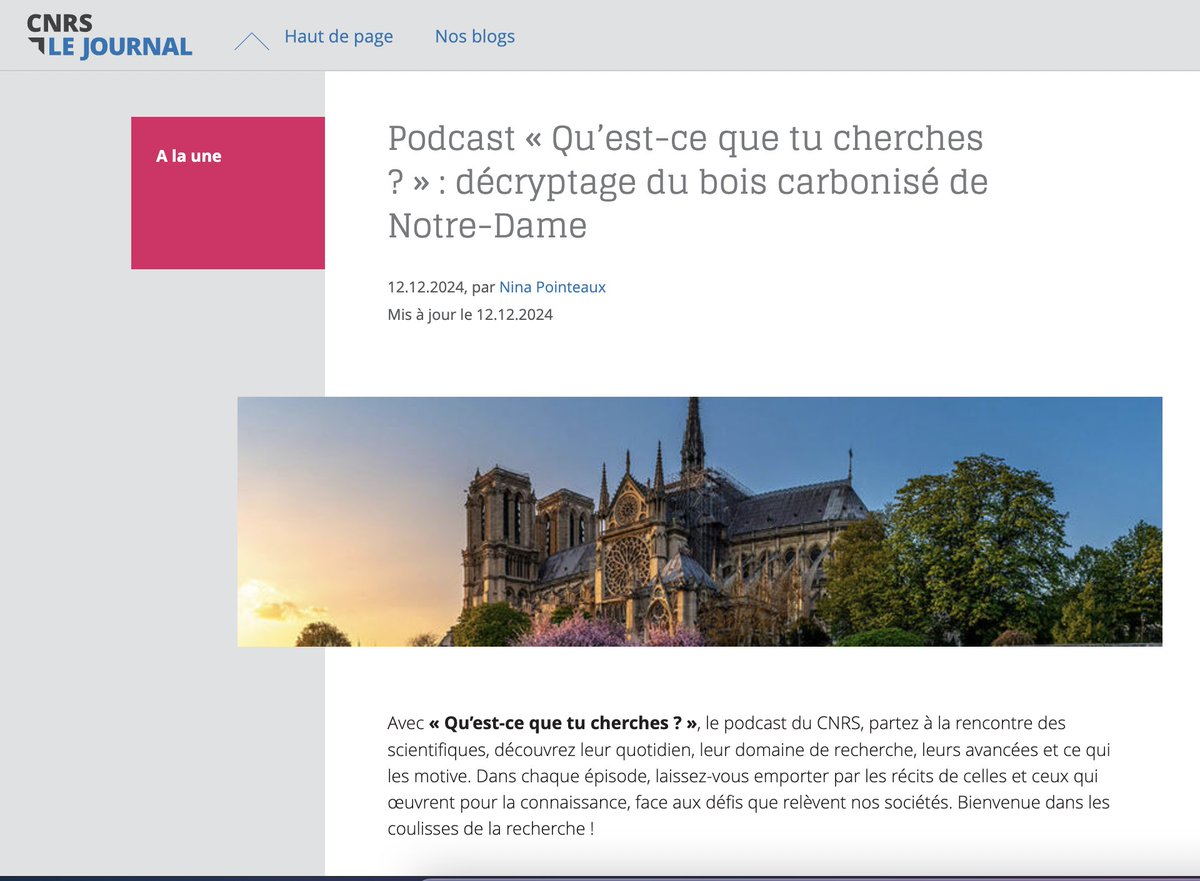🌿 #MardiEDD | #Transversalité 

📻 #Podcast "Qu’est-ce que tu cherches ?" <a href="/CNRS/">CNRS 🌍</a> 
☑️ Les #forêts au #MoyenAge
☑️ Re-bâtir la charpente <a href="/notredameparis/">Cathédrale Notre-Dame de Paris</a>
❓Quelles interactions humain-nature ? 
☑️ Pour anticiper les répercussions du changement climatique 

👉 lejournal.cnrs.fr/nos-blogs/focu…
