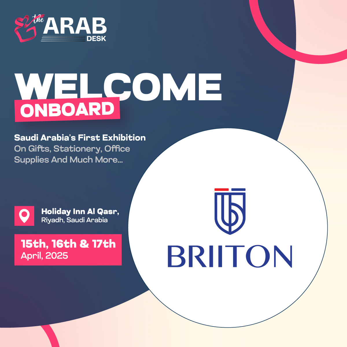 thearabdesk's tweet photo. Experience the future of corporate gifts, office, &amp; school supplies at Saudi Arabia’s first international B2B exhibition! The Arab Desk partners with BRIITON to showcase stylish, functional water bottles and more.

#TheArabDesk #Vision2030 #Riyadh #SaudiArabia https://t.co/zD45PXpOfD