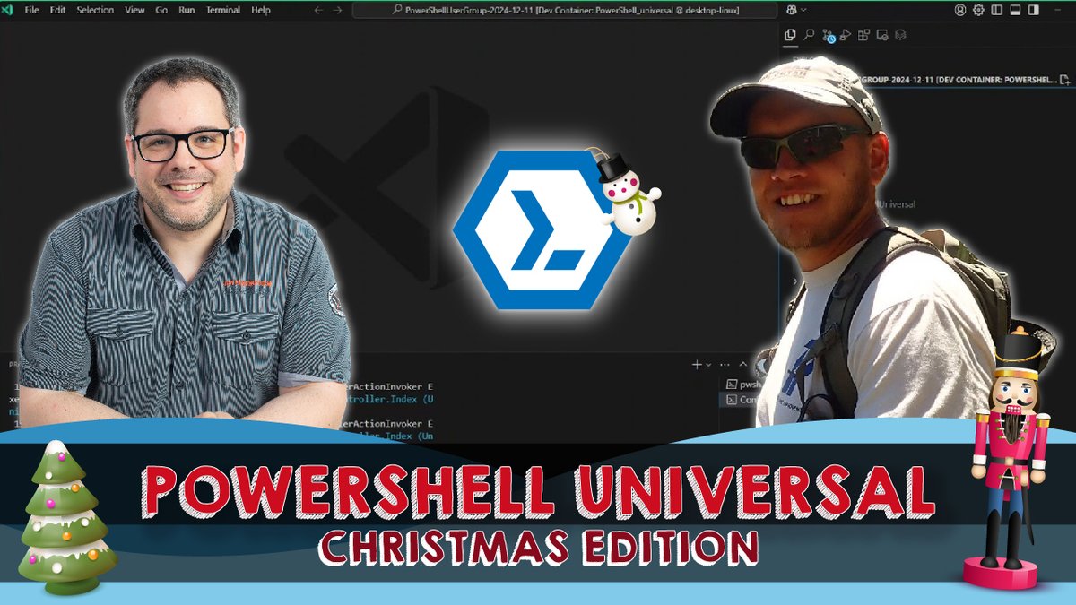 🎄 Explore the latest in #PowerShell #Universal v5.1 with our new video! Join <a href="/adamdriscoll/">Adam</a> and <a href="/chagerCOC/">Constantin Hager</a> as they demonstrate everything from user management to a Secret Santa app 🎁. Perfect for IT admins and developers!

📺 Watch now: youtu.be/szuRCVZcLec?si…