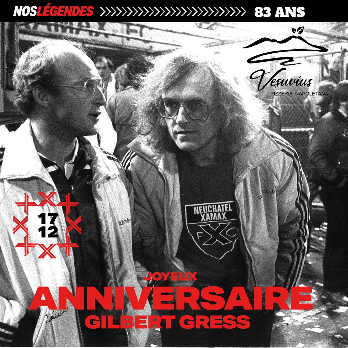 XamaxFCS's tweet photo. 𝗝𝗼𝘆𝗲𝘂𝘅 𝗮𝗻𝗻𝗶𝘃𝗲𝗿𝘀𝗮𝗶𝗿𝗲 ! 🎂
En ce 17 décembre, Gilbert Gress fête ses 83 ans. On le voit ici (à droite) en 1981 à côté de son adjoint Ruedi Naegeli.       

(Photo Arcinfo)

#NosLégendes #GilbertGress https://t.co/BBDA6ccD2I