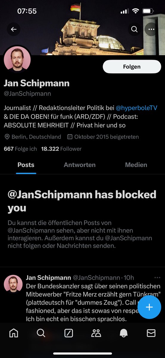 stachomike's tweet photo. @ZDF @DasErste sollten eure sogenannten Journalisten nicht für Presse- und Meinungsfreiheit zuständig sein und dieses hohe Gut hochhalten? Falls ihr euch fragen solltet warum euer Image schlecht ist: fragt mal den Kollegen hier und trennt euch ggfs. von ihm! #schipmann https://t.co/EOKzXbmEqM