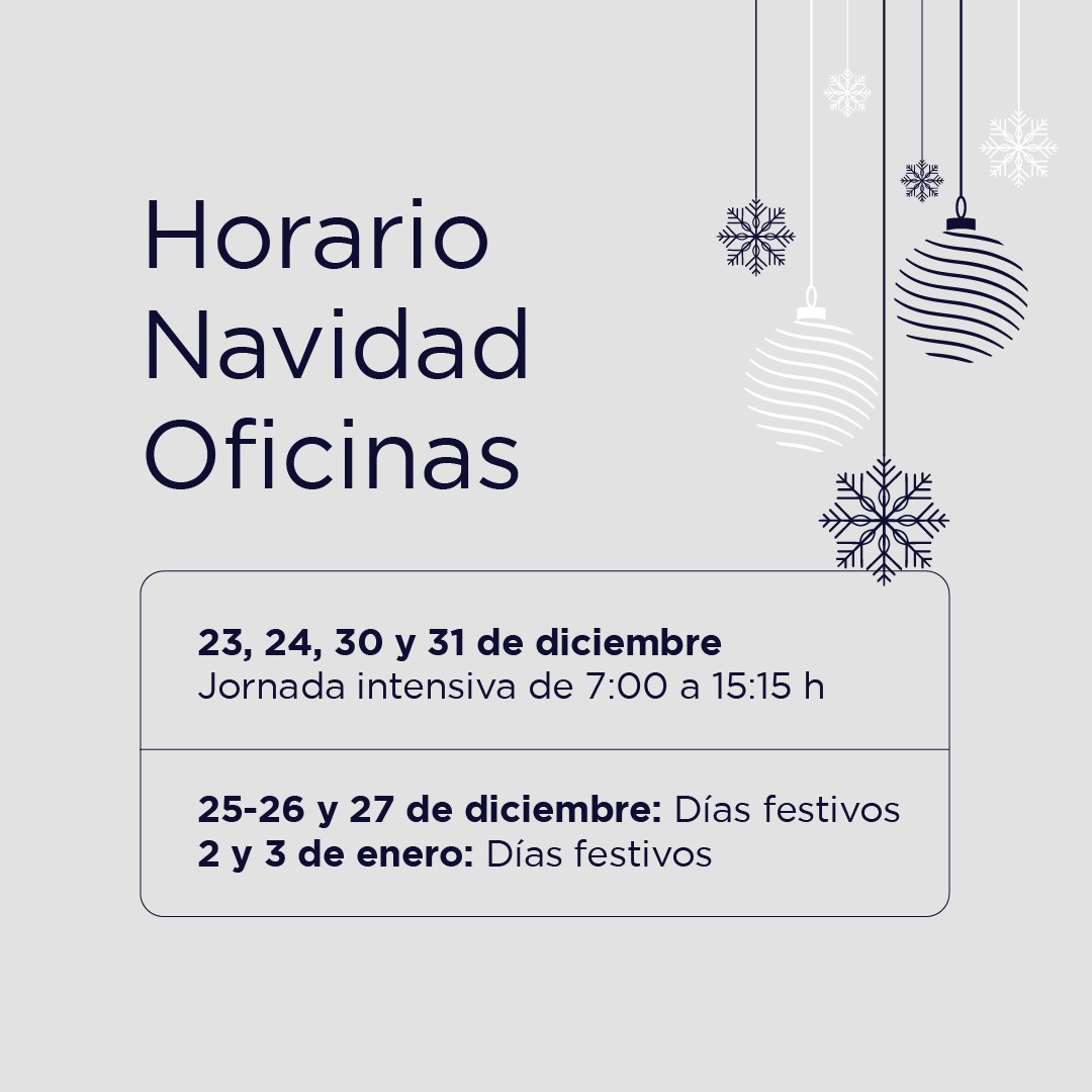 INTERFLEX_SL's tweet image. 🇪🇸 Os informamos que, durante las fiestas de Navidad, nuestro horario será el siguiente:

🗓 23, 24, 30 y 31 de diciembre: Jornada intensiva de 7:00 a 15:15 h
🗓 25-26 y 27 de diciembre: Días festivos
🗓 2 y 3 de enero: Días festivos