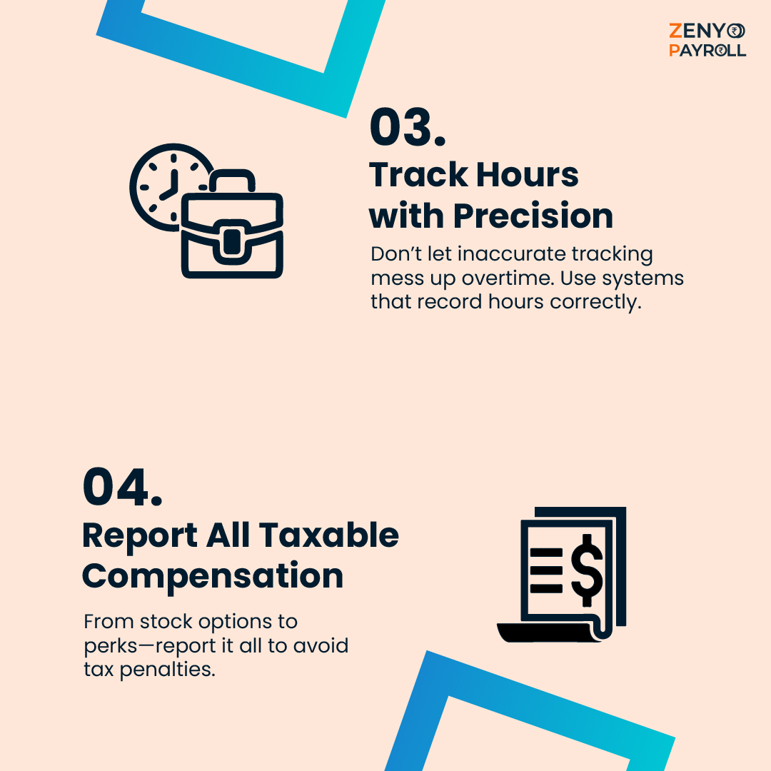 ZenyoPayroll's tweet image. Want to avoid payroll challenges and ensure your employees are paid accurately?

Visit us at zenyohr.com/payroll

#payrolltips #employeeclassification #paycalculations #hourstracking #taxcompliance #payrollrecords #businessmanagement #employeewellbeing #timemanagement