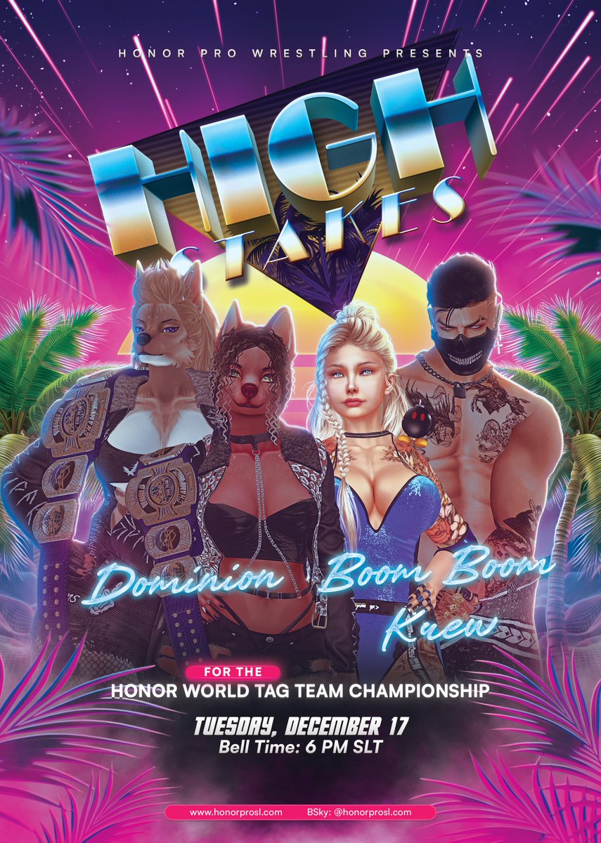 IT'S THE LAST SHOW OF 2024!
WELCOME TO #HIGHSTAKES TONIGHT!
♠️♥️♣️♦️♠️♥️♣️♦️
We are coming to you LIVE from <a href="/PounceSL/">Pounce Animations</a> at 6pmSLT and this is a show you're not going to want to miss! See you there fight fans!
♠️♥️♣️♦️♠️♥️♣️♦️
#SecondLife LM: 🌐
maps.secondlife.com/secondlife/Pou…