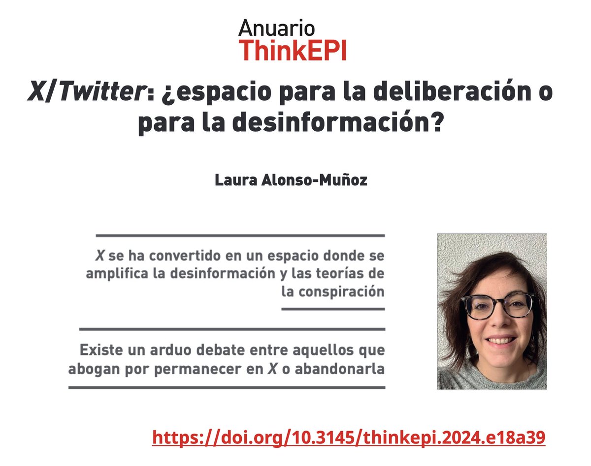 thinkepi (@thinkepi) on Twitter photo X/Twitter: ¿espacio para la deliberación o para la desinformación? 
👉Laura Alonso-Muñoz reflexiona sobre la evolución de X hacia la desinformación en este <a href="/thinkepi/">thinkepi</a> 
doi.org/10.3145/thinke… X/Twitter: ¿espacio para la deliberación o para la desinformación? 
👉Laura Alonso-Muñoz reflexiona sobre la evolución de X hacia la desinformación en este <a href="/thinkepi/">thinkepi</a> 
doi.org/10.3145/thinke…