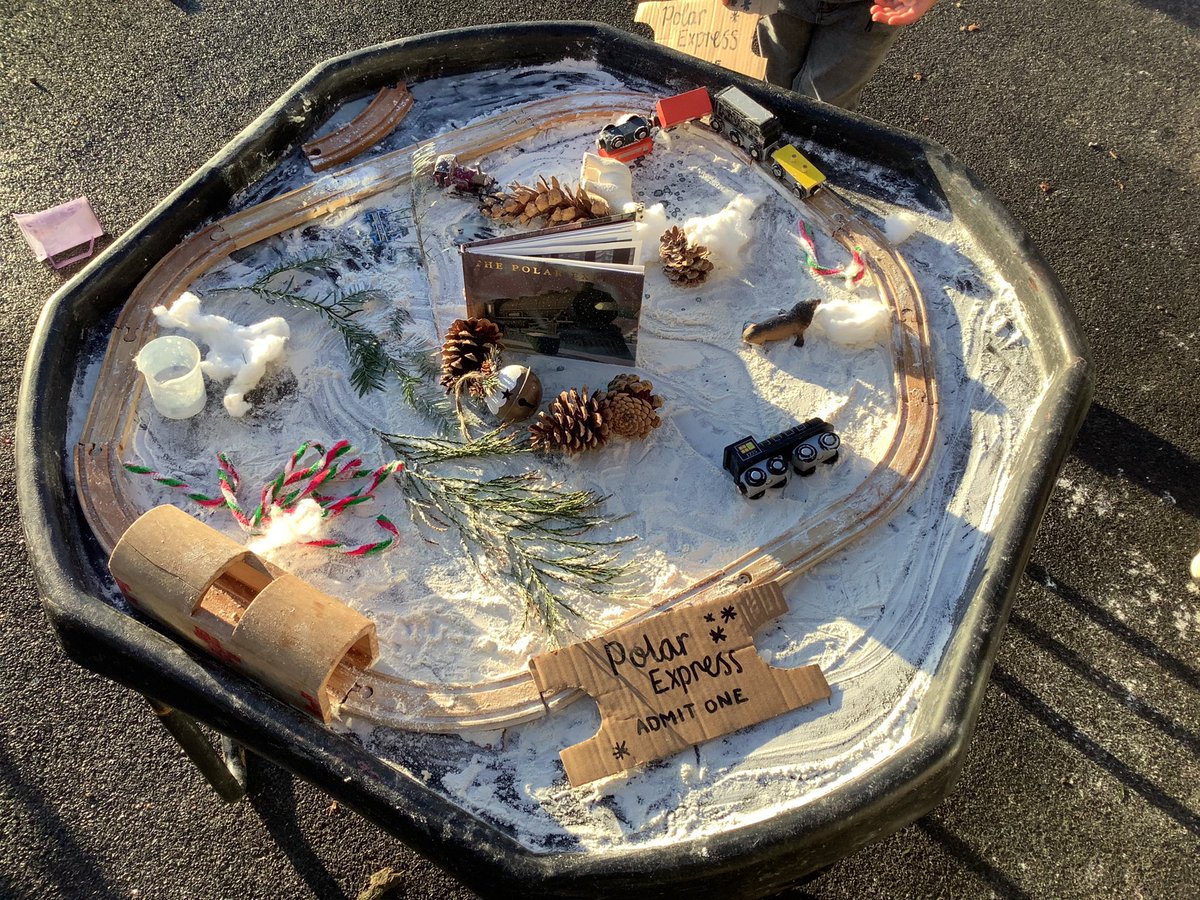 Our little learners have been engaging in lots of Christmas themed role play. The Polar Express has been a firm favourite. We’ve explored this further through stories, songs, sensory experiences and then some hot milk on a cold afternoon 🚂