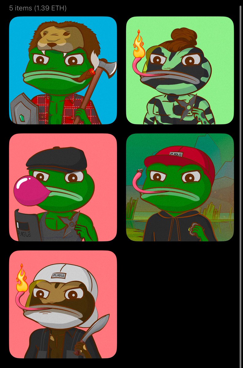 These are my <a href="/ThePlagueNFT/">The Plague Of Frogs 🐸</a> 

You cannot have them