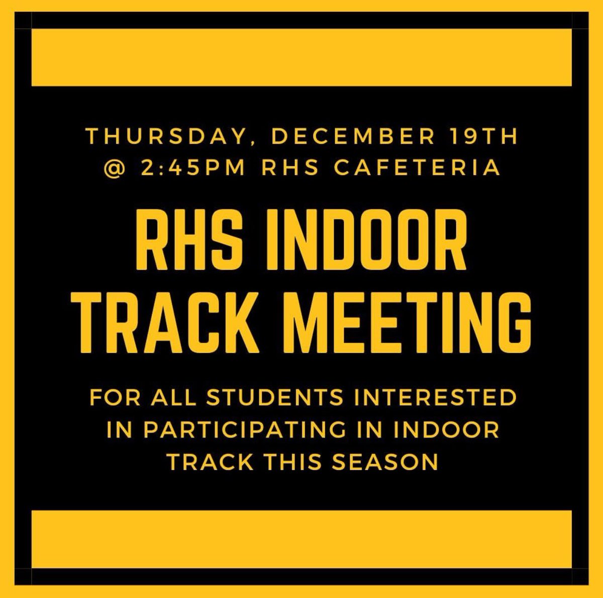 Indoor track meeting this Thursday.