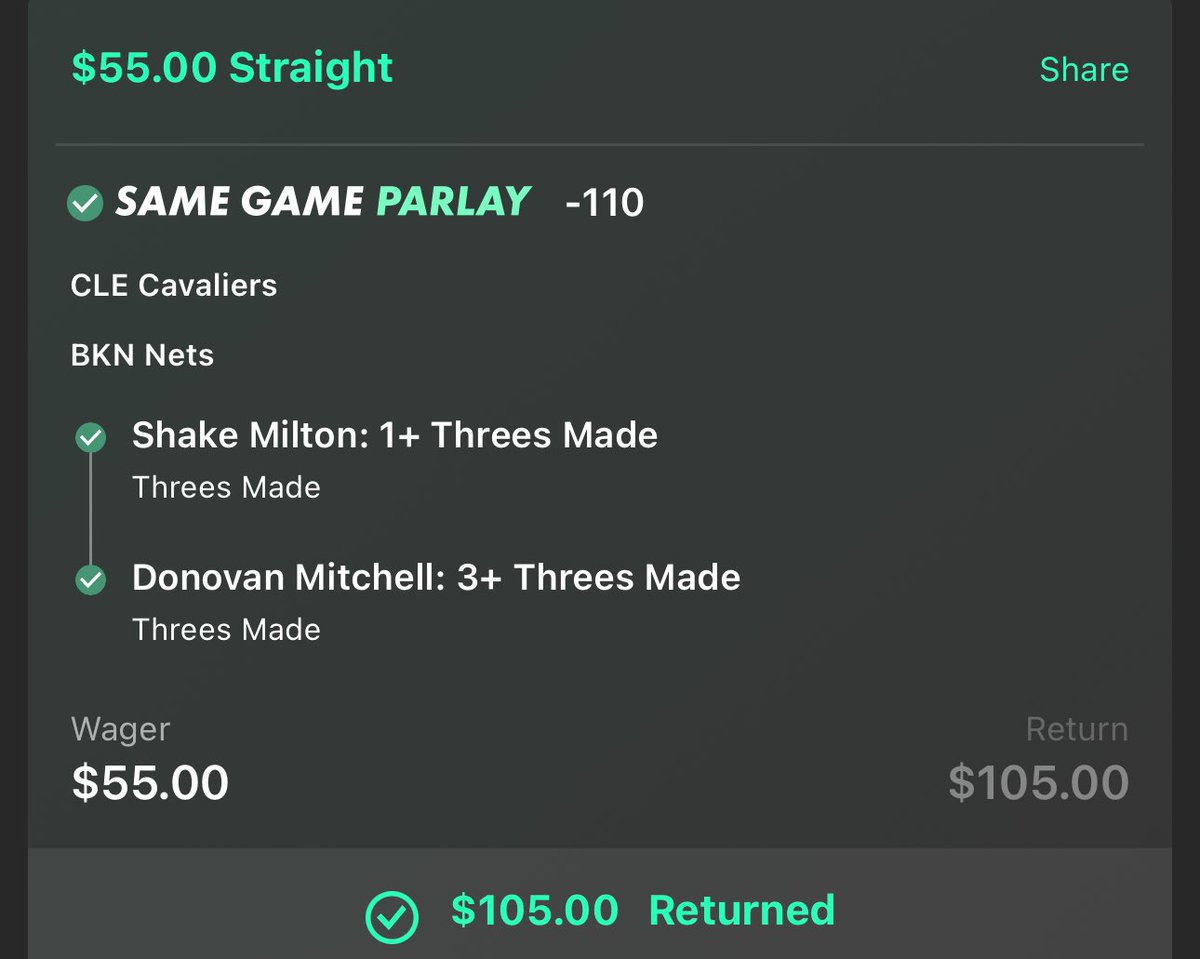 Negrodamus757's tweet photo. Cash the #NBA 3s SGP ✅

Sweating a 40 point blowout is insane.. Cashing any SGP in a 40 point blowout is almost equally insane 😭

Donovan Mitchell wild for needing 4 quarters up 40, and Shake Milton literally hit his 3 w 4 minutes left in a blowout.

#GamblingX #GamblingTwitter https://t.co/YrS65yfNs5