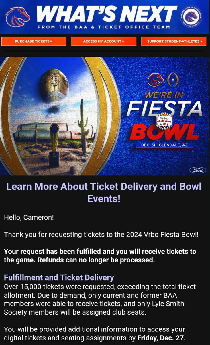 pickettsticket's tweet photo. Let's GOOOOOO!!! #FiestaBound #BSU #BleedBlue https://t.co/yhbNAkvlAQ