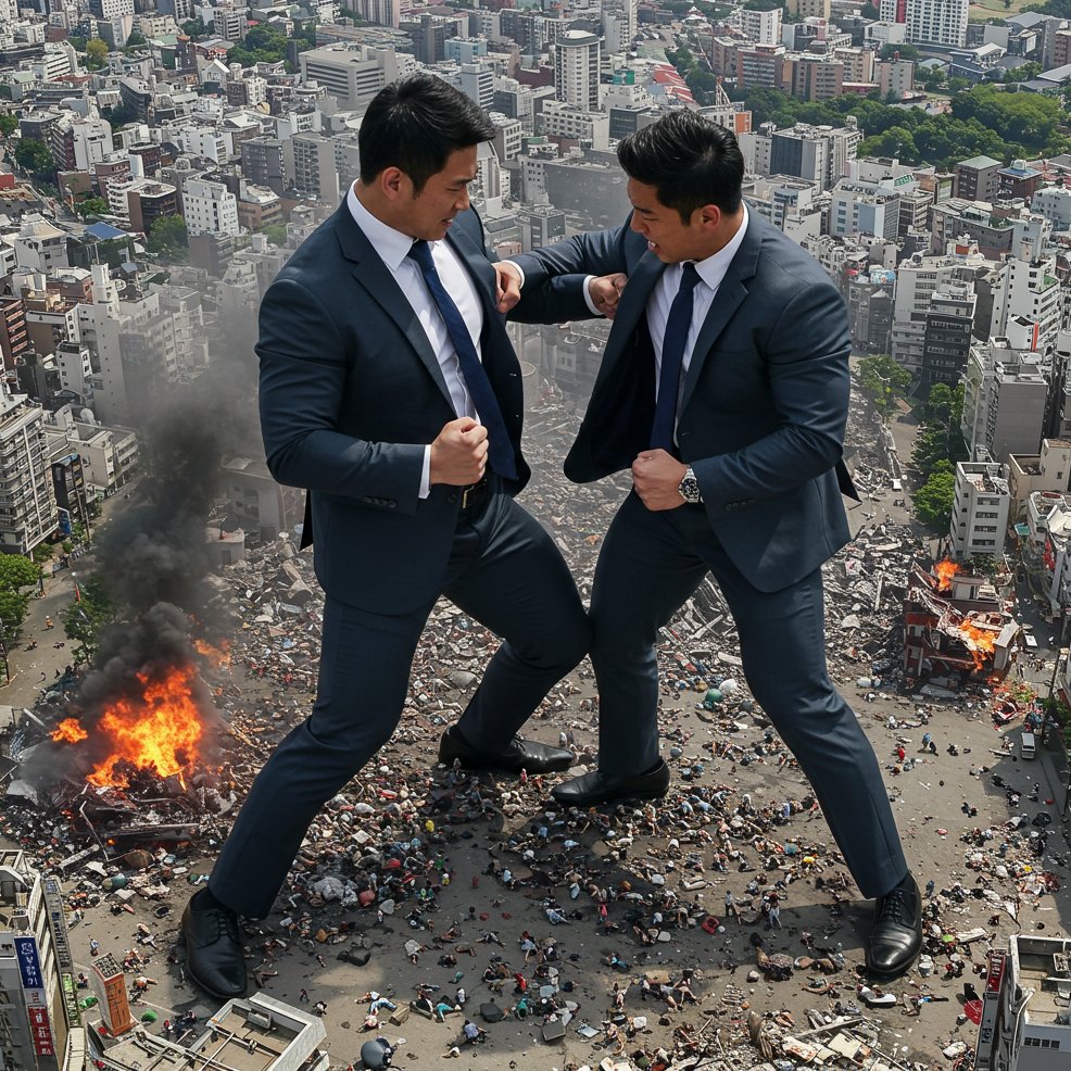 RuRuJapao's tweet photo. 巨大男獣たちのけんかで巻き添えを喰らう小人たち https://t.co/aZaCjPokHk