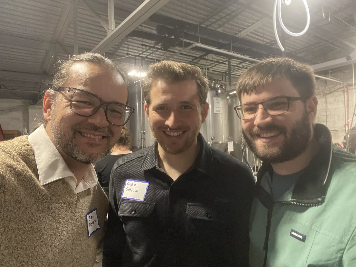 BrianDeNeve414's tweet photo. It was a great evening joining future 3rd Aldermanic District Alderman Daniel Bauman and @CavalierJohnson and bump into @GerlachCade @Citizen_MKE. @BlackHuskyBrews batch of Sproose brewed from  @milwaukeedpw harvested Christmas Tree was a bonus! https://t.co/w7yqlEN97g