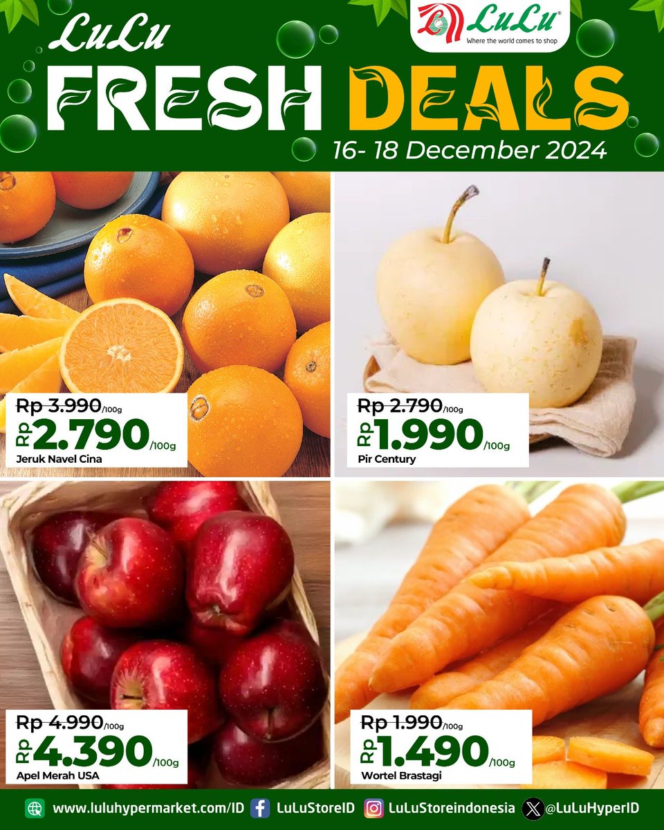 LuLuHyperID's tweet photo. 💥 FRESH DEALS 💥

"Jangan lewatkan Promo spesial hanya di Lulu Hypermarket! Produk segar dengan harga terbaik untuk Anda dan keluarga. Belanja lebih hemat, dengan produk-produk segar pilihan..!!
#fresdeals
#luluhypermarket #LuluStoreIndonesia https://t.co/GnuMWc9Dph