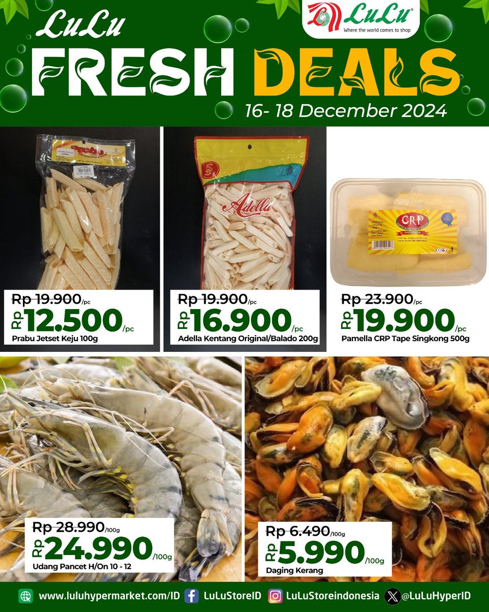 LuLuHyperID's tweet photo. 💥 FRESH DEALS 💥

"Jangan lewatkan Promo spesial hanya di Lulu Hypermarket! Produk segar dengan harga terbaik untuk Anda dan keluarga. Belanja lebih hemat, dengan produk-produk segar pilihan..!!
#fresdeals
#luluhypermarket #LuluStoreIndonesia https://t.co/GnuMWc9Dph