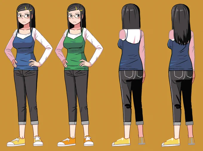 (つづき)連載前のキャラデ模索画です。1枚目は「佐藤順一監督の女児向けアニメのキャラ」をイメージして描きました。2枚目はペネロペのデザインの模索。早い段階で「腰まであるもじゃもじゃピンク髪」「花飾り」「白ワンピに黒ケープ」が決まりました。3枚目はさくらのデザインの模索。(おわり)