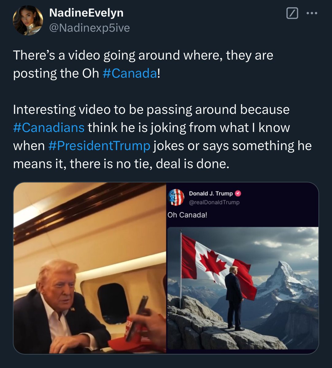 nadeve5ive's tweet photo. Deal w/🇨🇦 is already done but it’s worth noting that #PresidentTrump has all the cards in regards to the #Canadian government. 

#Tariffs #cdnpoli https://t.co/TqdzFuXFJm