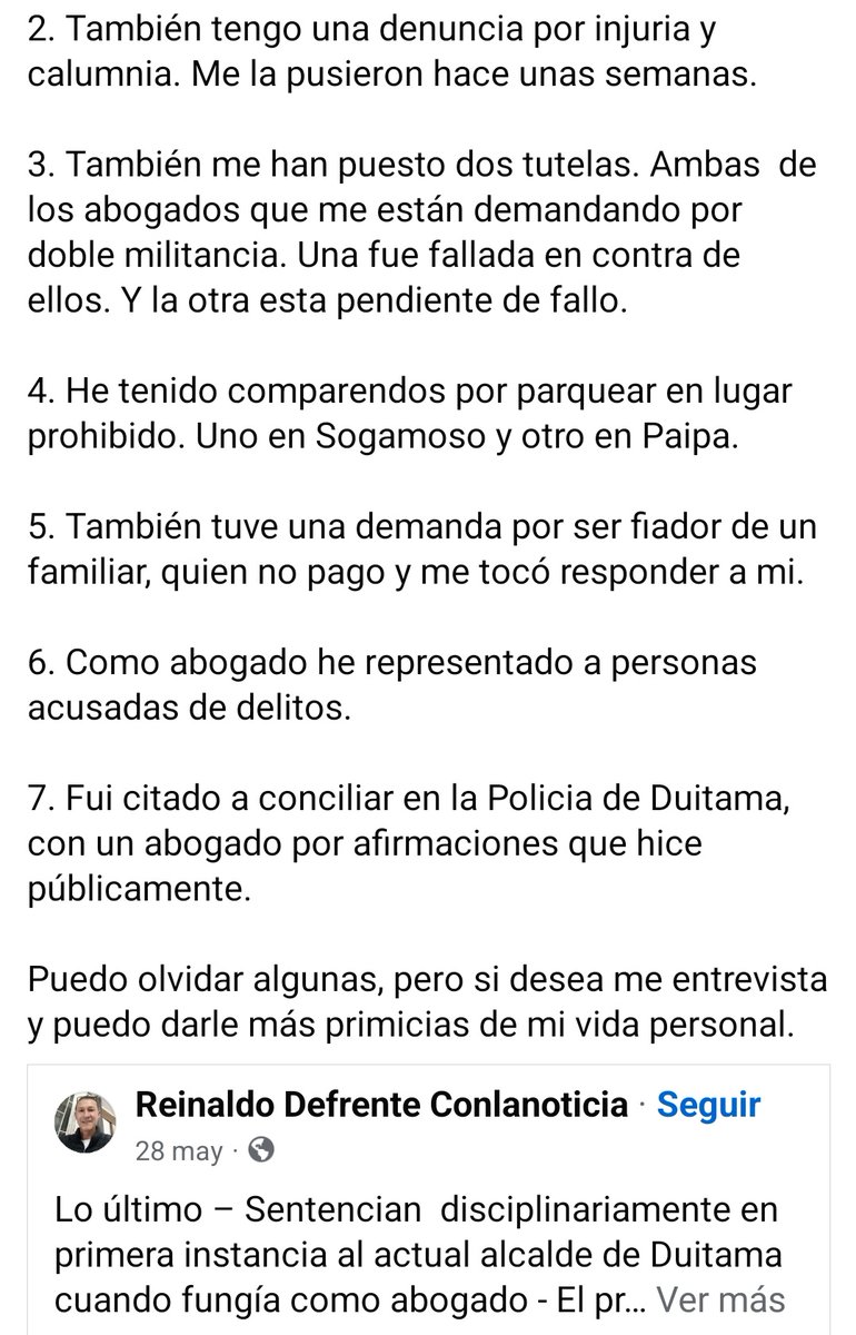 JLuisBohorquez's tweet photo. Empezaron a atacarme, por mi denuncia, tergiversando,  temas de mi vida personal, dejo acá la respuesta a todo lo que esta diciendo. Ya lo había hecho en mayo de este año. Dejo mi lista de problemas jurídicos que he tenido en mi vida. Ojalá quienes atacan, también lo hicieran. https://t.co/7FfxVOqTpD