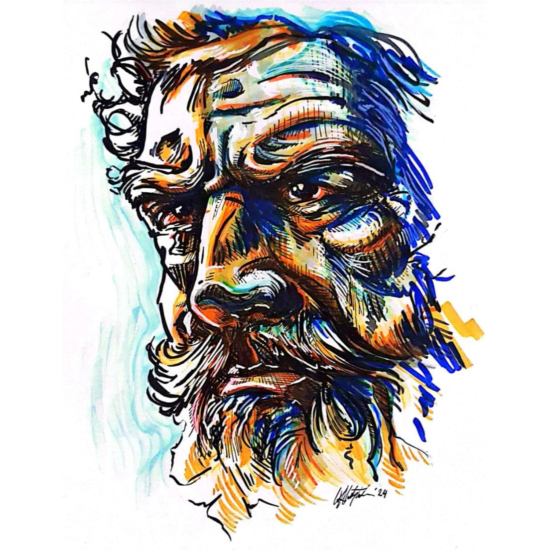 Earth_TV_'s tweet photo. Sketchbook Series Pt.19 "Old Man"
.
Renk denedim... 😅
#oldman #sketch #sketchbook #series #pt19 #old #man #trysomethingdifferent #art  #artist #artwork #artteacher #artline  #inkart #black #colored #marker #blueandorange #illustration #portre #portrait #dergi #cover #ankara https://t.co/LAadDhdXvD
