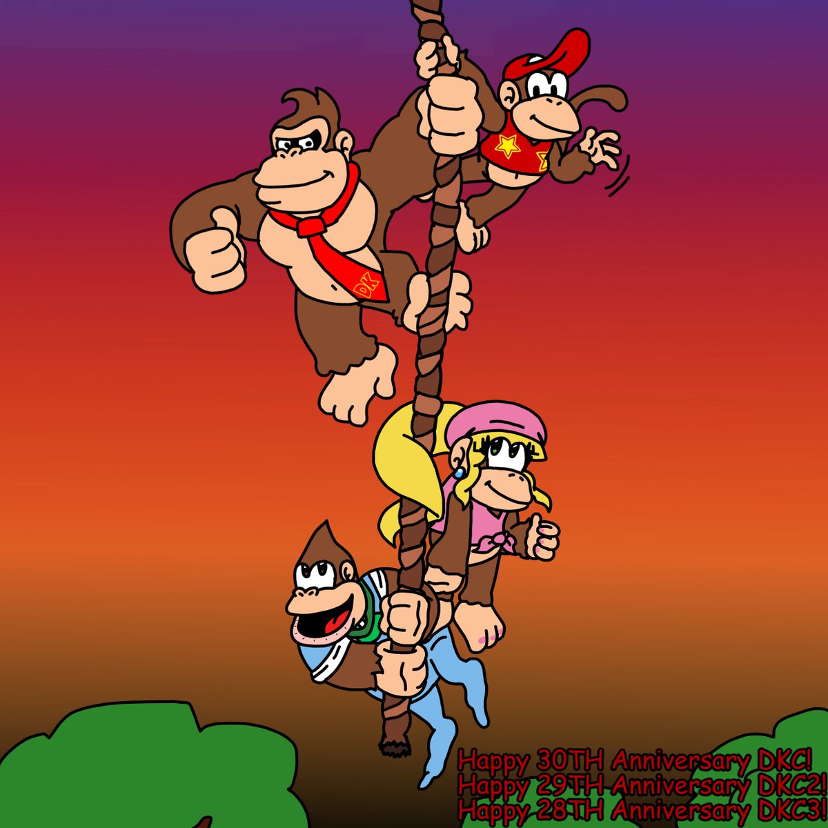 MarinaLiteFan's tweet photo. Late dkc anniversary art! #DonkeyKong #donkeykongcountry #dkc30 #dkc2 #dkc3 https://t.co/4QZwg3ozzr