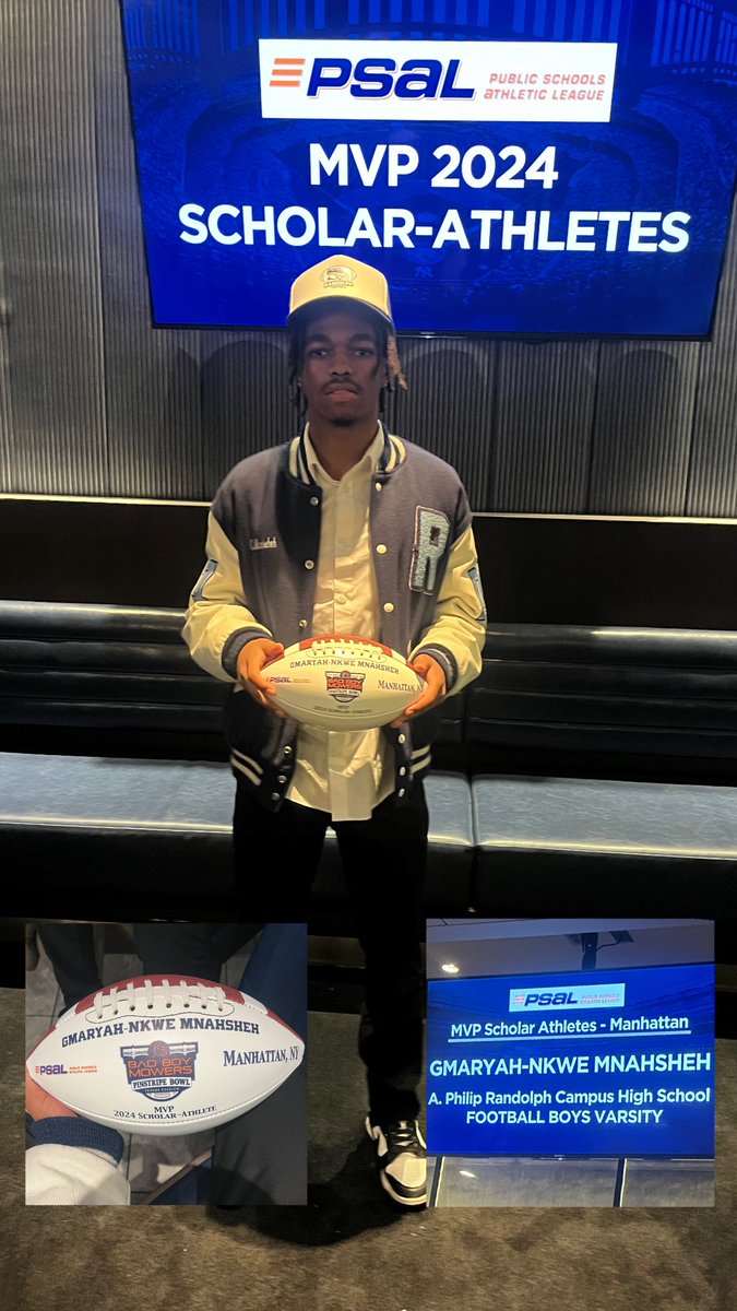 Thank you to <a href="/nycpsal/">NYC PSAL</a> and <a href="/PinstripeBowl/">Bad Boy Mowers Pinstripe Bowl</a> for recognizing me as a MVP Scholar Athlete!!