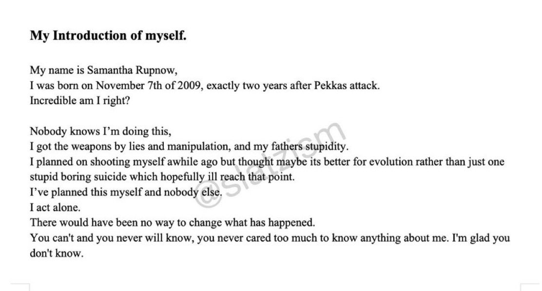 truecrusaders's tweet photo. 🚨BREAKING: Natalie (Samantha) Rupnow's alleged manifesto, the school shooter in Madison, Wisconsin. 

HOLY SH*T 👀 https://t.co/nsLJNo10TH