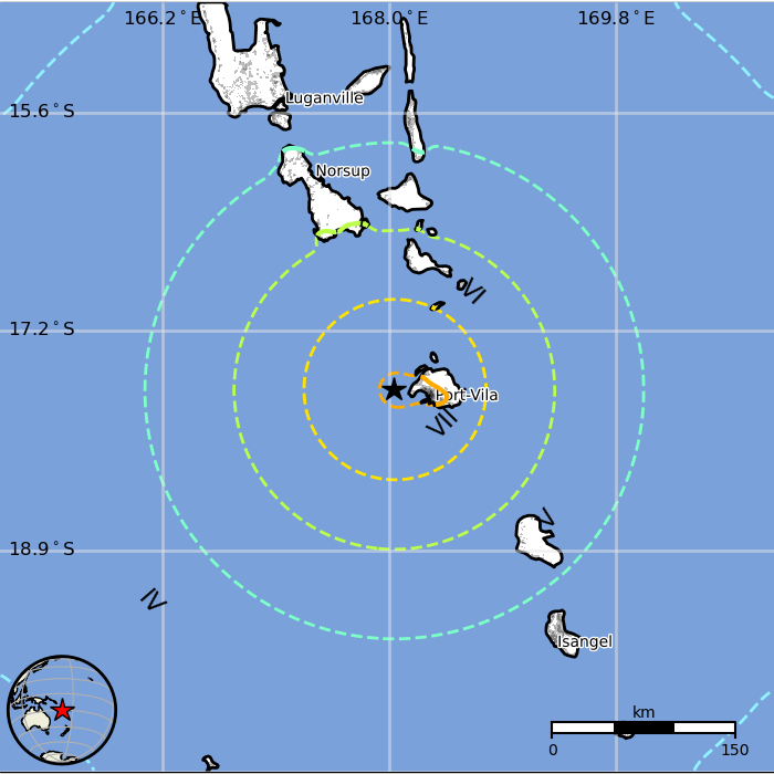 GEO_Twiter's tweet photo. 🇻🇺🌊 #Vanuatu #Earthquake & #Tsunami M 7.3, Int-VIII, Depth 43 km, Epic 54 km W-Port Vila
Tsunami wave:
0.34 m #GDACS
0.25 m #USGS
Pobl afectada Int-VIII: 73 k
-TSUNAMI THREAT FROM THIS EQ HAS NOW PASSED
Tsunami Warning System https://t.co/yBhIzarsIo
USGS https://t.co/jSbzUM4QxB https://t.co/2bPwnUF9yt