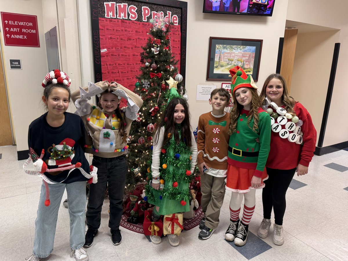 Allabouttheyet's tweet image. 🎄It’s officially (UGLY) Sweater Weather! @MineolaMS celebrated together at our annual Ugly Sweater Dance.
📸 Check out all the holiday spirit!
#MineolaProud