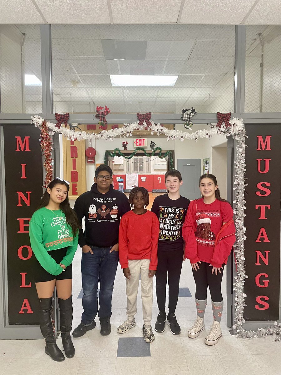 Allabouttheyet's tweet image. 🎄It’s officially (UGLY) Sweater Weather! @MineolaMS celebrated together at our annual Ugly Sweater Dance.
📸 Check out all the holiday spirit!
#MineolaProud