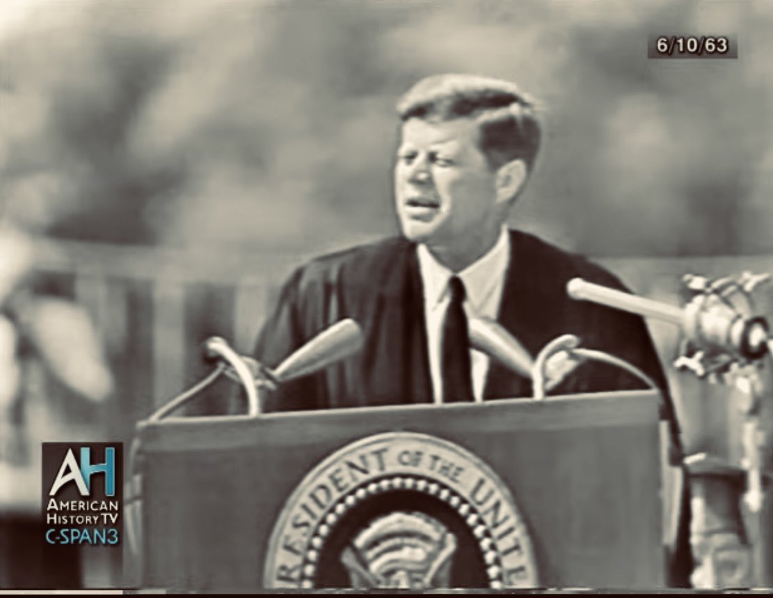 sauravj's tweet photo. “Our problems are manmade--therefore, they can be solved by man. And man can be as big as he wants. No problem of human destiny is beyond human beings. Man's reason and spirit have often solved the seemingly unsolvable--and we believe they can do it again.”

President JFK’s speech on peace, five decades ago, is  more relevant now than ever before.  #JFK #Peace 

https://t.co/dQXnyUYzOk