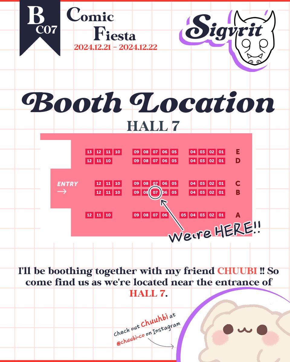 Come find me and my friend <a href="/ChuubiCo/">Chuubi</a>  at Comic Fiesta 2024 !! We're located near the entrance this time at B C-07 at Hall 7.