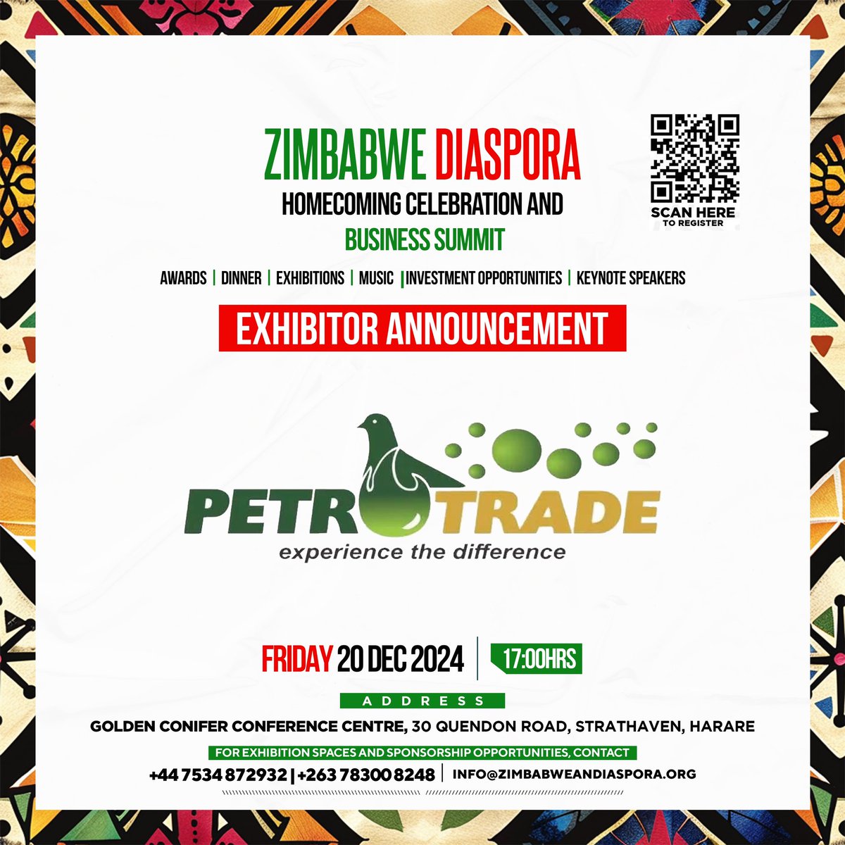 Zimbabwean Diaspora (@zimdiaspora3) on Twitter photo We are excited to announce that Petrotrade, a leading supplier of petroleum products, will be showcasing its exceptional products & services at the Zimbabwe Diaspora Homecoming Celebration and Business Summit! 🌍✨
<a href="/PetrotradeZW/">Petrotrade Zimbabwe</a> We are excited to announce that Petrotrade, a leading supplier of petroleum products, will be showcasing its exceptional products & services at the Zimbabwe Diaspora Homecoming Celebration and Business Summit! 🌍✨
<a href="/PetrotradeZW/">Petrotrade Zimbabwe</a>