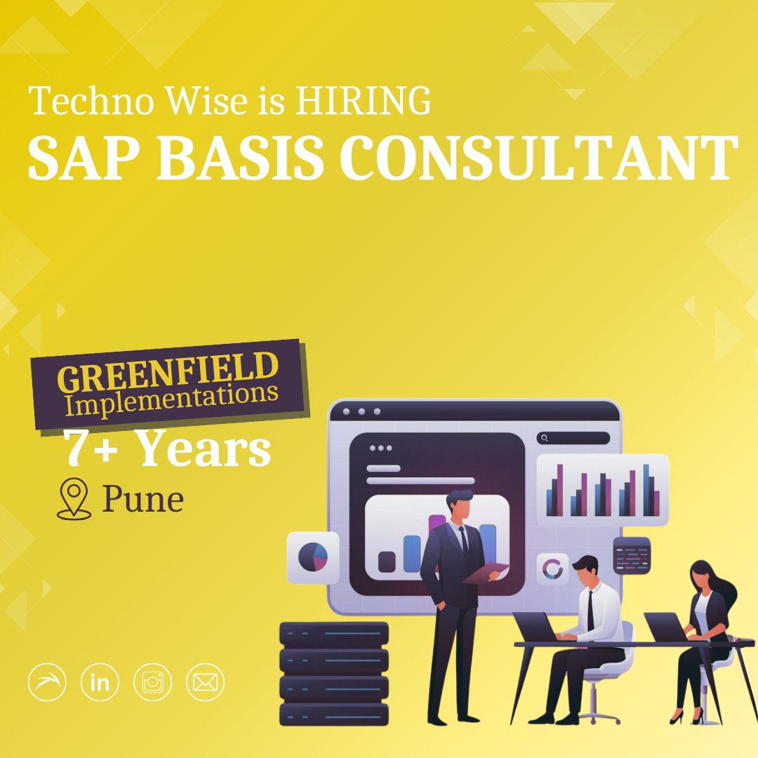 TechnoWise_ind's tweet image. Hiring SAP BASIS Consultant for a Great Place to Work Certified IT MNC
→ Full life-cycle implementation
→ Preferably Certified SAP Consultants
📍 Pune (Hybrid)
**Early Joiners**
#SAPBasisConsultant #SAPBasis #SAPImplementations #S4HANA #Pune #Jobs
Follow: #TechnoWise_India