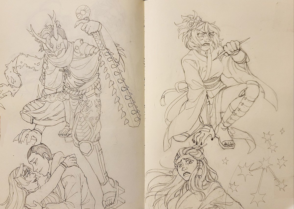BJeleren's tweet photo. Finally cracking in to my new sketchbook. Kaito and The Wanderer are here, as usual~ https://t.co/6Sucvt2M8o
