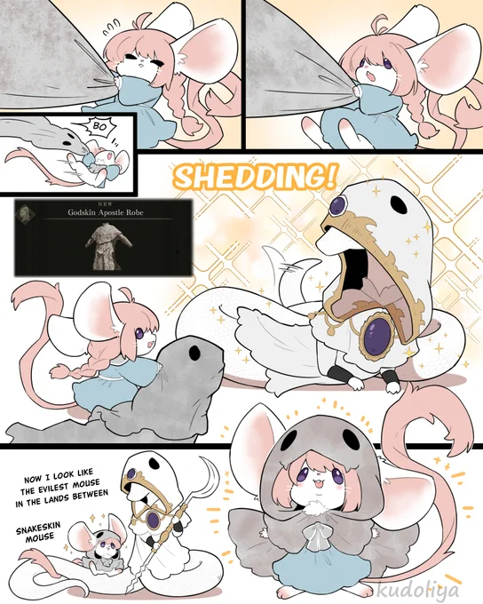 #ELDENRING #eldenringfanart #tarnishedoc
Help him shed his skin to get a new skin suit. 