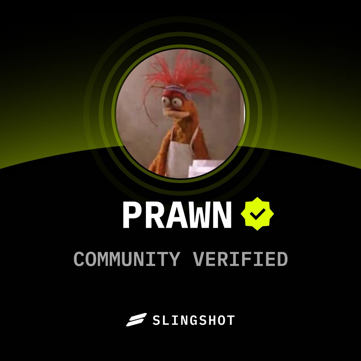The community has voted to mark @PepeKing_Prawn as verified ✅ on Slingshot!

Buy $PRAWN with Apple Pay, link in the comments.