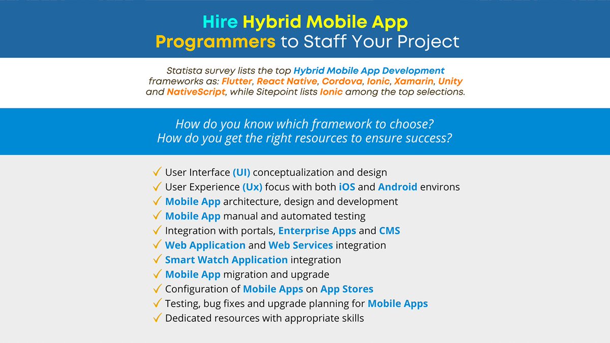 ElegantMicroWeb's tweet image. Read this before selecting a hybrid mobile app development partner and framework. Free article: ‘Hybrid Mobile Application Development: The What, Why and How.’
tinyurl.com/23pashck
#EnterpriseSoftwareDevelopment #EnterpriseSoftwareApplicationDevelopment #SoftwareDevelopers