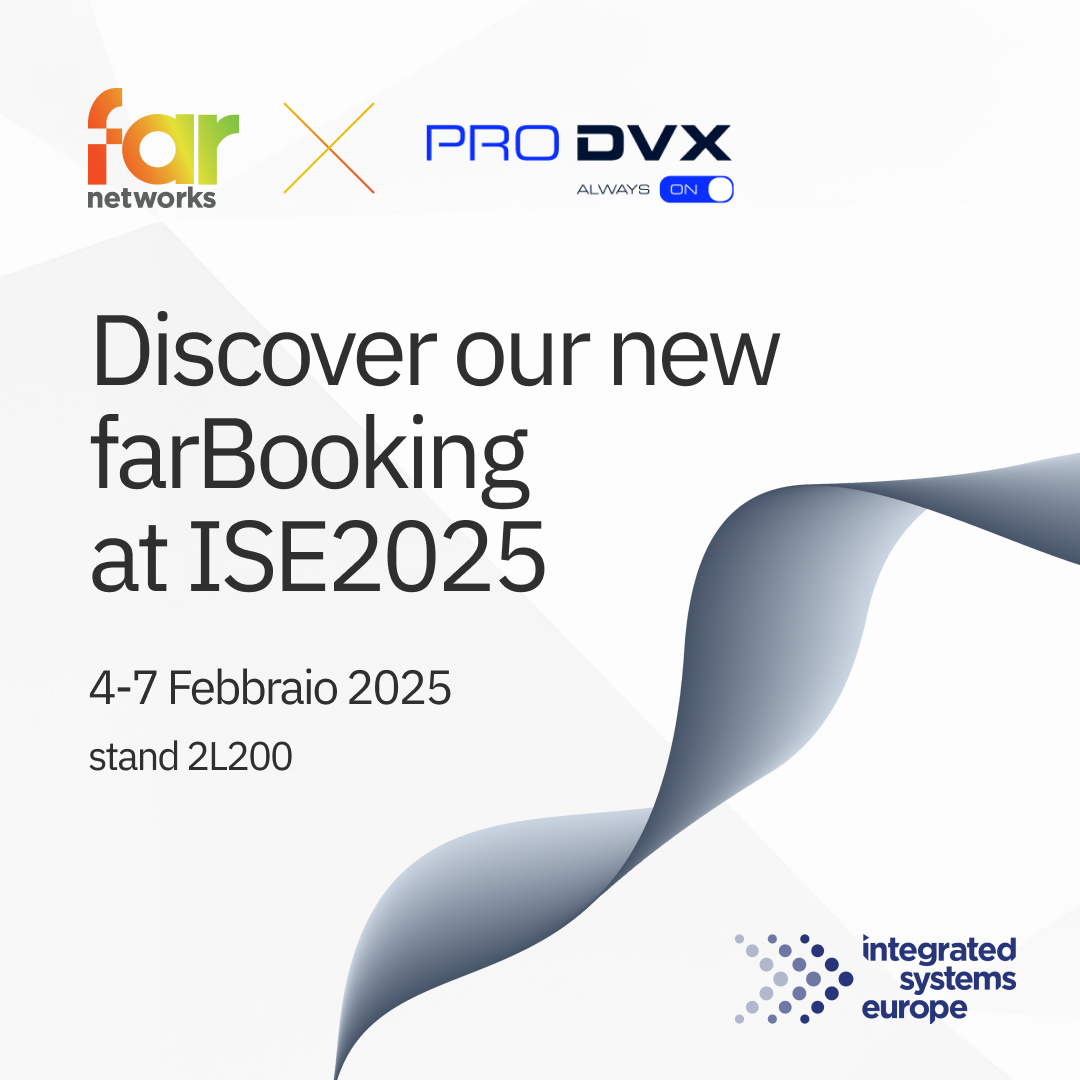 🎉 #ISE2025: Il futuro della tecnologia ti aspetta a Barcellona!

Scopri #farBooking, la piattaforma che rivoluziona gestione spazi e risorse. ✨

📅 5-7 Feb 2025
📍 Stand 2L200
Demo live e innovazione tech ti aspettano! 🚀

farnetworks.com/news/ise-2025