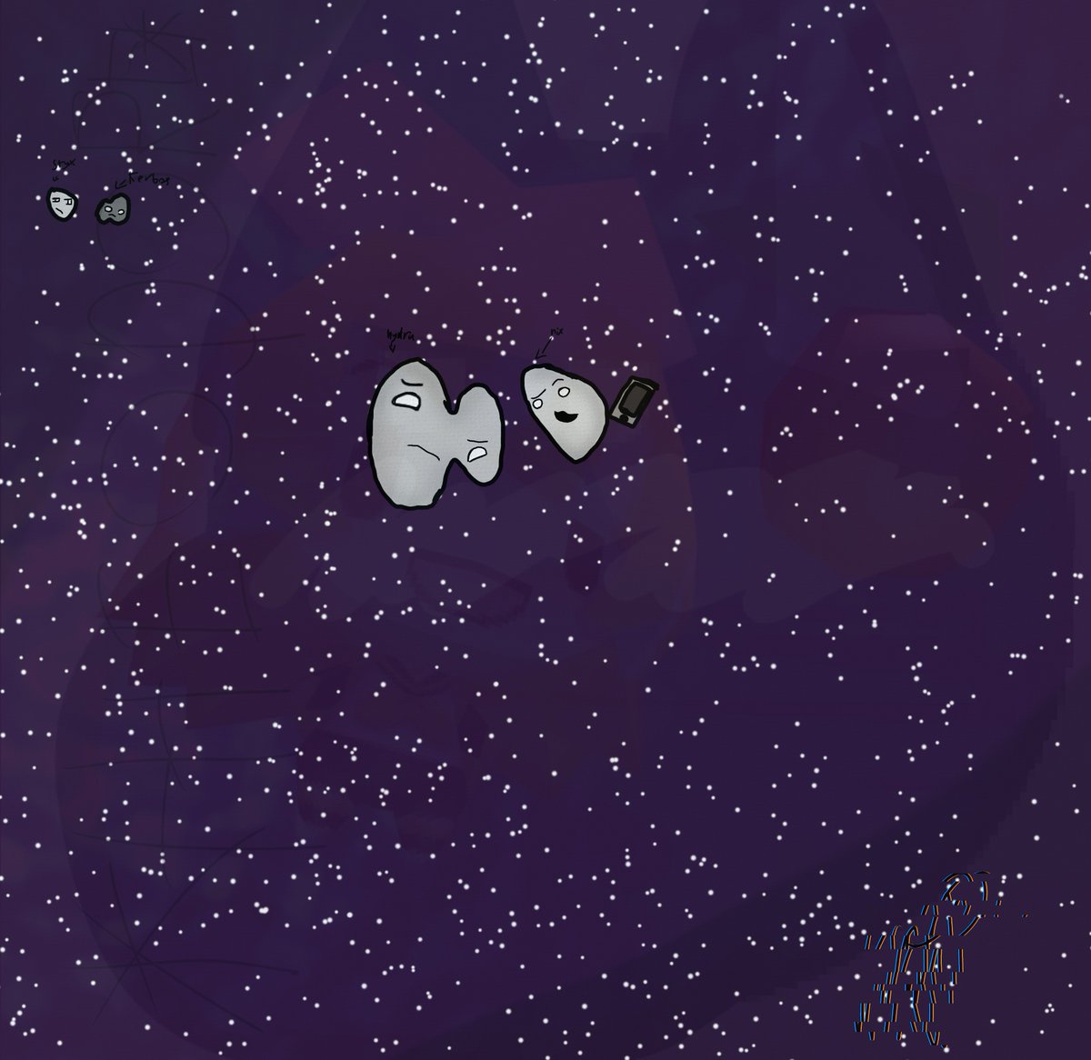 Hydra_angymoon's tweet photo. Got bored and drew the smaller moons of Pluto(kerbos and Styx look smaller because a: there smaller and b: there father away) this drawing is not to scale I did try
tags: #art #imsilly #idk #imondrugs #ibisPaintX #plutosothermoons https://t.co/McQp3UUFnP
