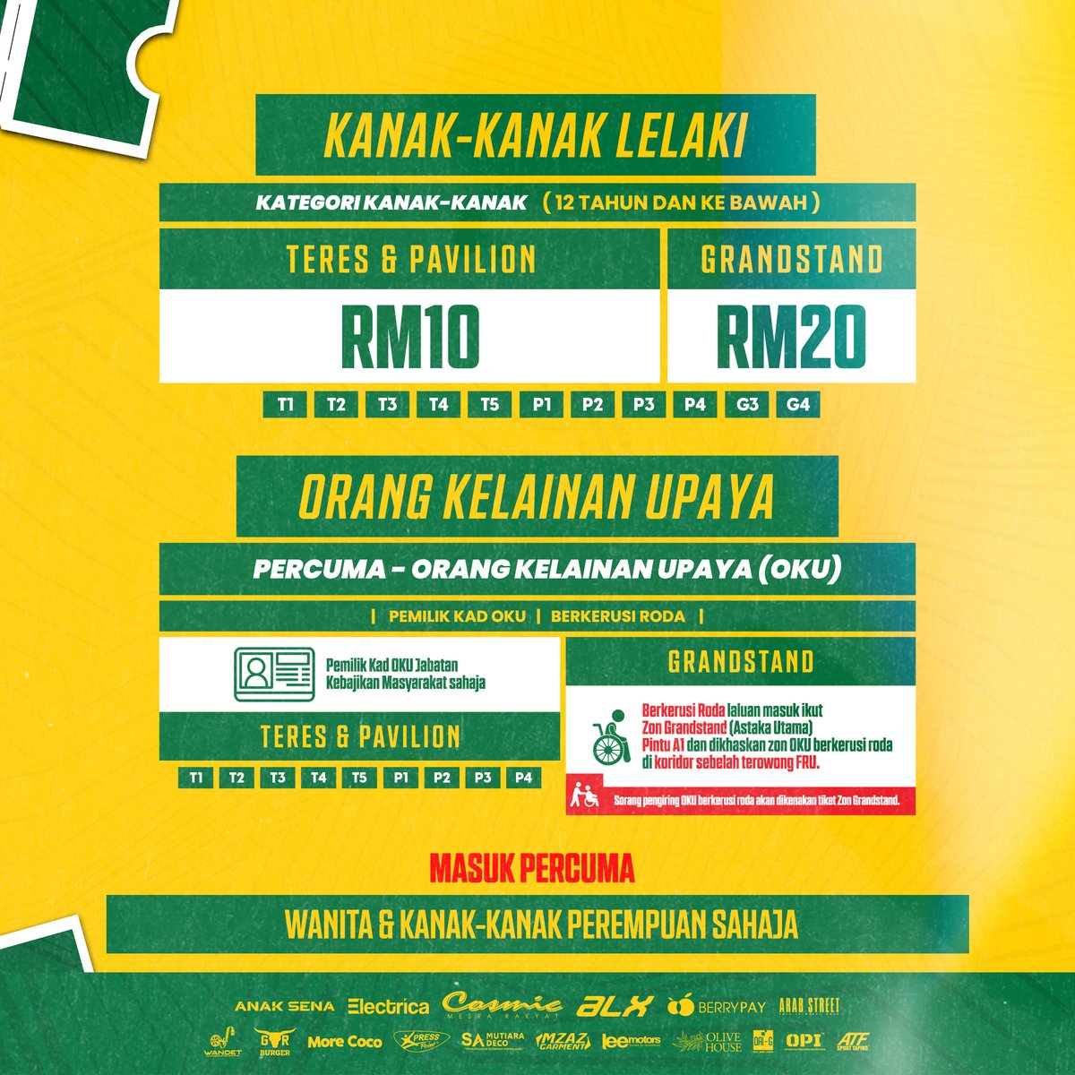 kda_fc's tweet image. 🔰 𝐈𝐍𝐅𝐎 𝐓𝐈𝐊𝐄𝐓 𝐏𝐄𝐑𝐋𝐀𝐖𝐀𝐍𝐀𝐍 𝐃𝐈 𝐒𝐓𝐀𝐃𝐈𝐔𝐌 𝐃𝐀𝐑𝐔𝐋 𝐀𝐌𝐀𝐍 🔰

Maklum: Masuk percuma kepada 𝐖𝐚𝐧𝐢𝐭𝐚 &amp;amp; 𝐊𝐚𝐧𝐚𝐤-𝐤𝐚𝐧𝐚𝐤 𝐩𝐞𝐫𝐞𝐦𝐩𝐮𝐚𝐧 𝐬𝐚𝐡𝐚𝐣𝐚.

Tarikh : 18 DISEMBER 2024 (RABU)
Masa : 3 PETANG - 9.30 MALAM

#KDAFC #LigaSuper2425 #KDAPEN